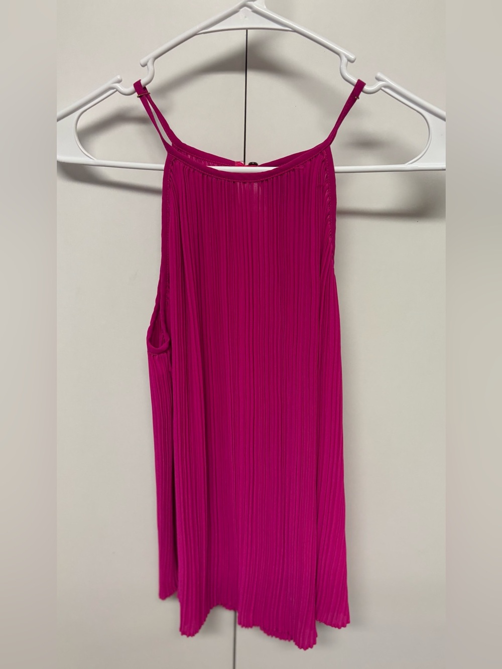 She + Sky Pleated Fuchsia Spaghetti Strap Camisole